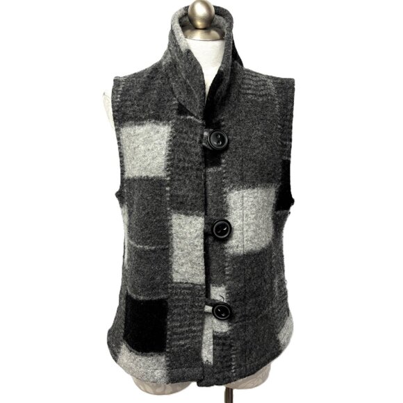 Habitat Clothes to live in Grey Plaid Wool Blend Vest Large EUC - Picture 1 of 13